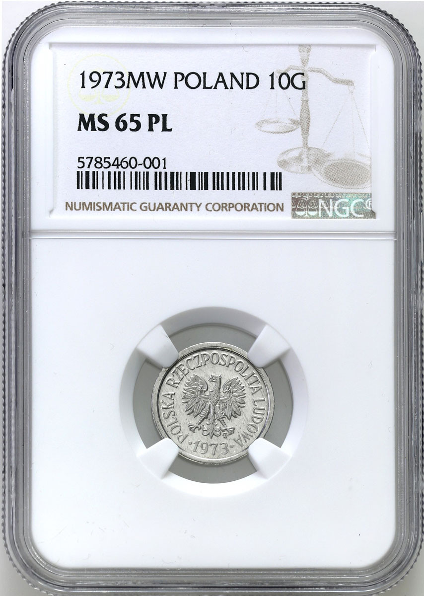 PRL. 10 groszy 1973 Aluminium NGC MS65 PL (Proof like)